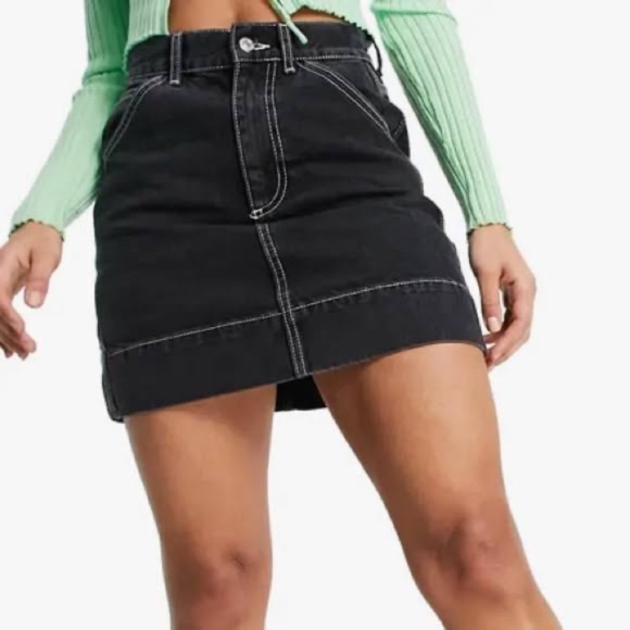 Topshop Dresses & Skirts - Topshop for Nordstrom black denim carpenter mini skirt, NWT